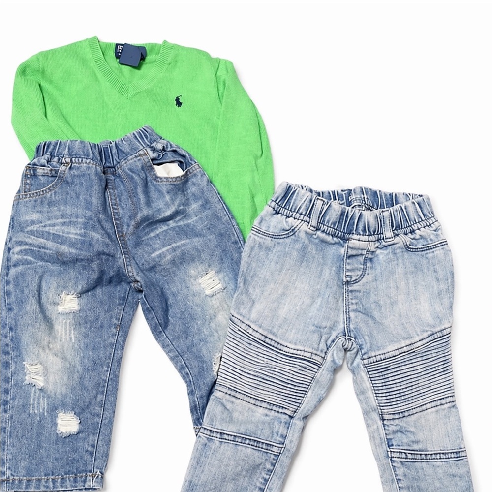 Designer Toddler Bundle 2T ✨ Polo Ralph Lauren Hoodie + Sweater + BabyGap Jeans